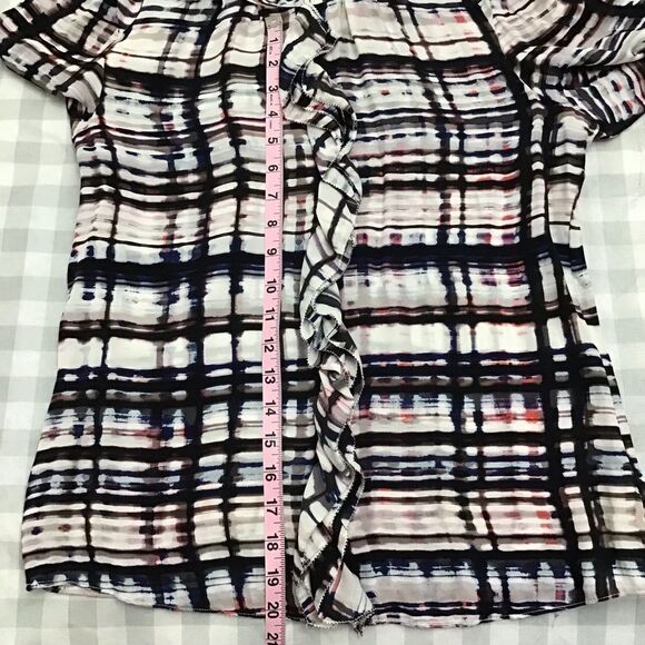 PARKER 100% silk button down blouse small black white pink - Picture 7 of 11